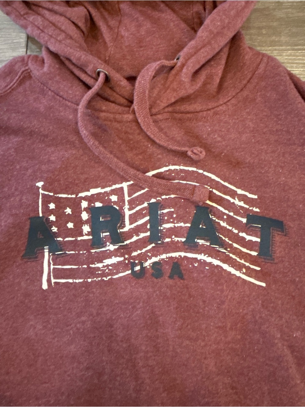 Ariat Real USA Logo Hoodie Heathered Rust Pullover Sweatshirt Large
